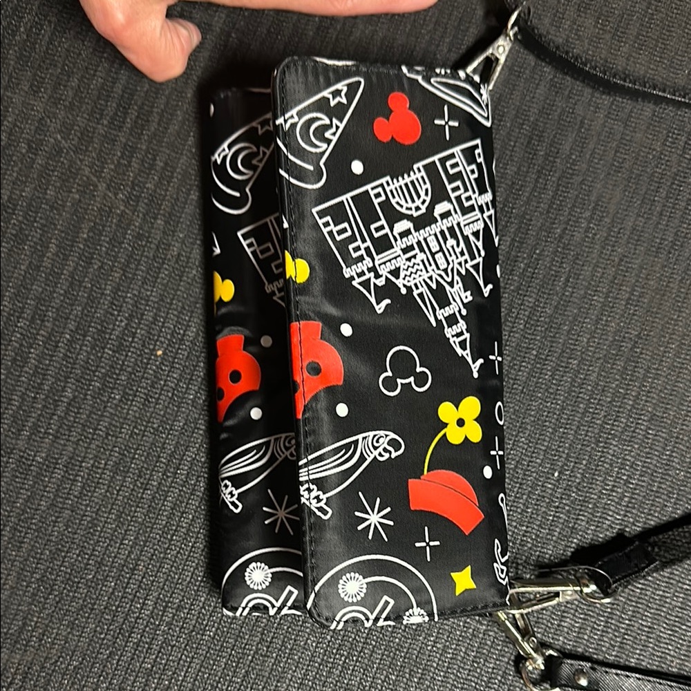 Black Crossbody Bag with Colorful Disney Print
